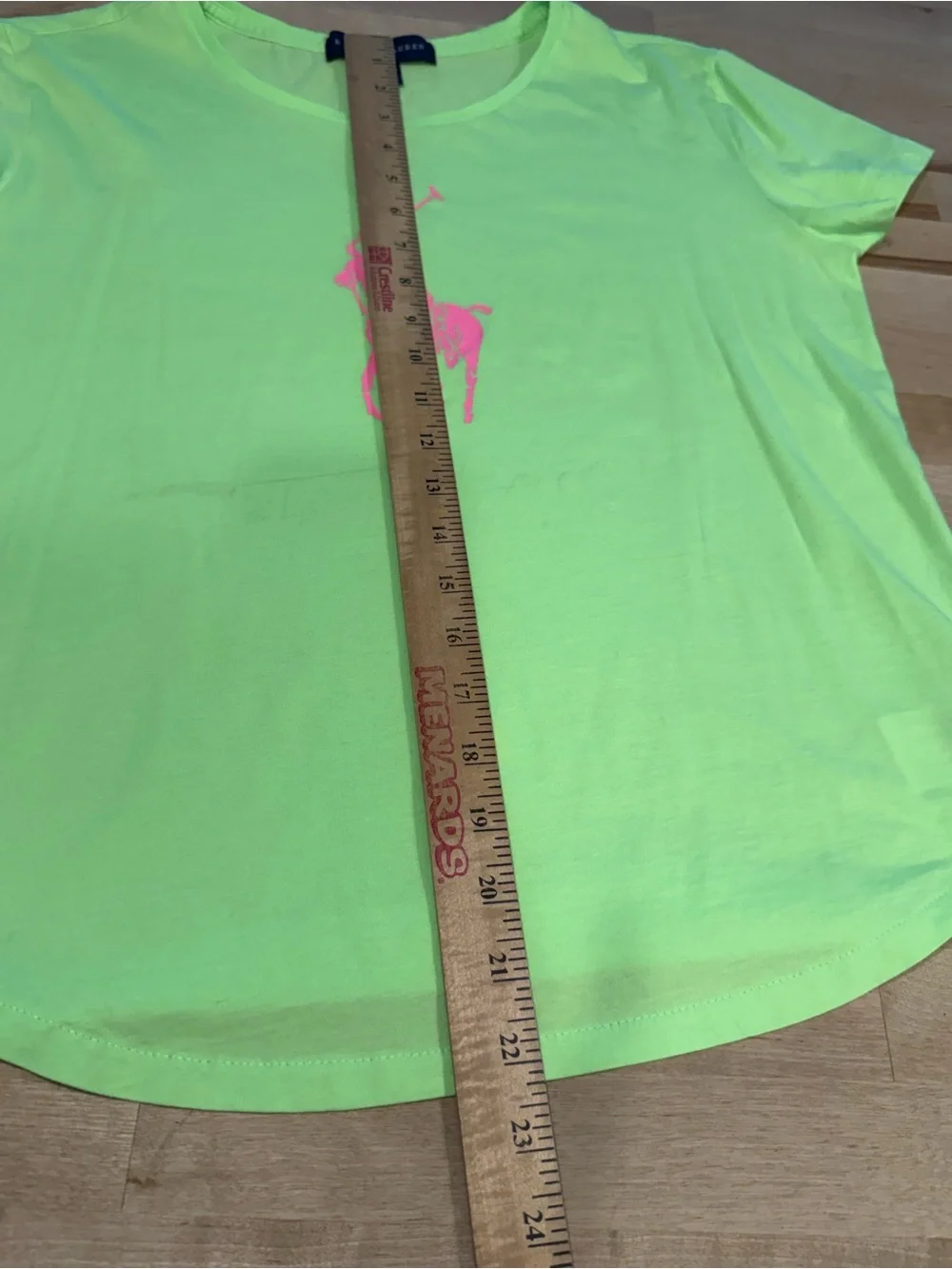 Ralph Lauren Neon Lime Tee Hot Pink Polo Logo T-shirt Short Sleeve Girl Size XL
